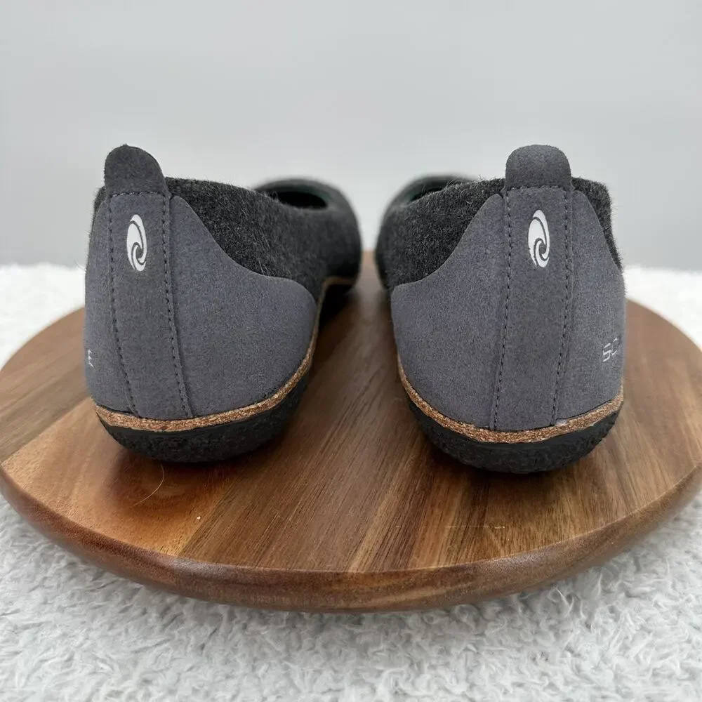 SOLE District Shoe by ReCork‎ Womens 9 Gray Grace Carbon Negative Slip on Flat
